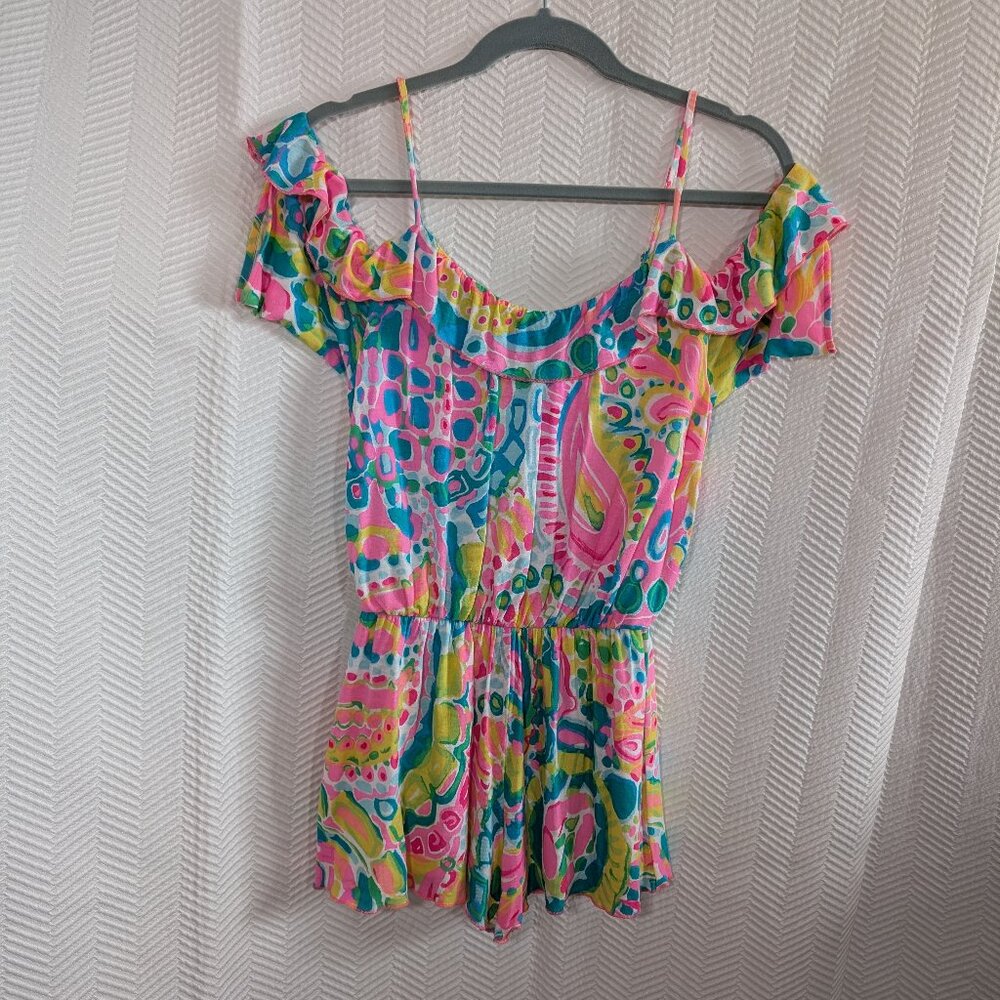 Lilly Pulitzer Fenella Cold Shoulder Romper Cover Up XXS Resort Beach Vacation